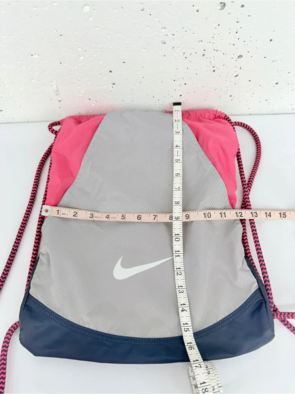 Nike Pink & Gray Colorblock Drawstring Gym Bag